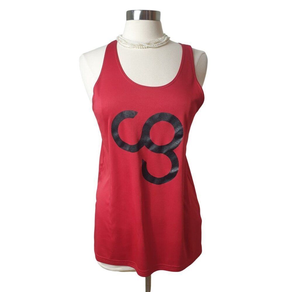 Womens Racerback Tank Top L Red Camp Gladiator CG Logo Run Train Gym Sporty